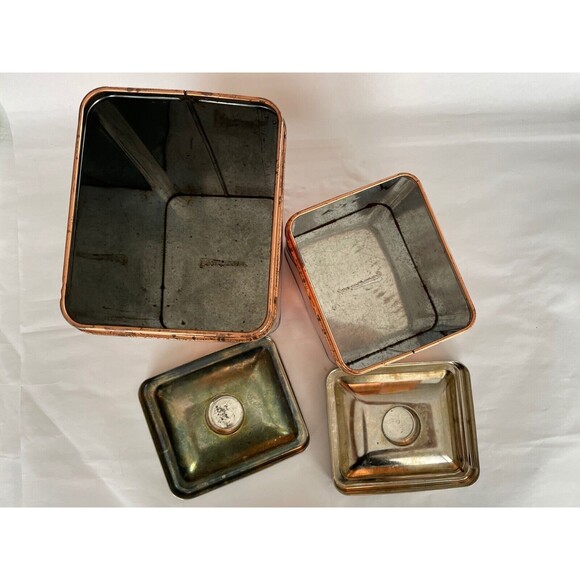 Set of 2 MCM Vintage Garner Ware Copper Metal Canisters Sugar & Tea Mid Century - Picture 8 of 12